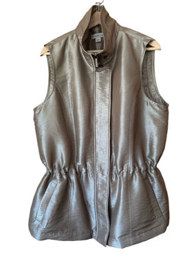 Coldwater Creek Metallic Champagne Elastic Drawstring Waist Vest size XL